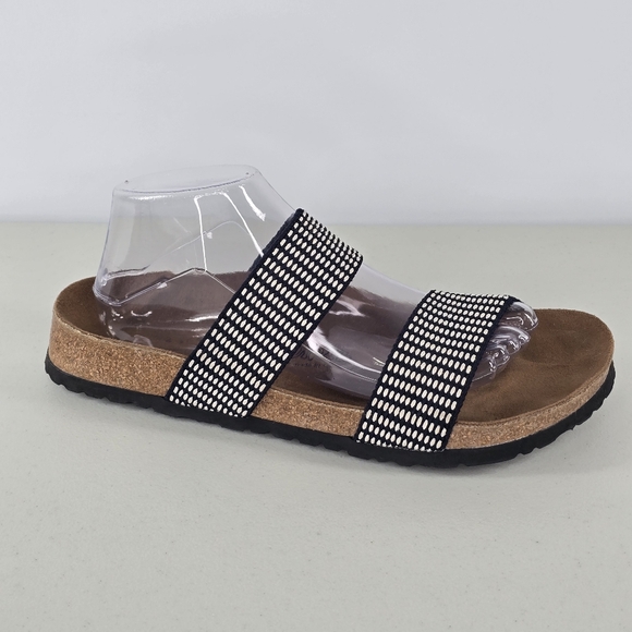 Birki’s by Birkenstock Curacao Black & White Stretch Strap Sandals Women’s 10 - Picture 3 of 10